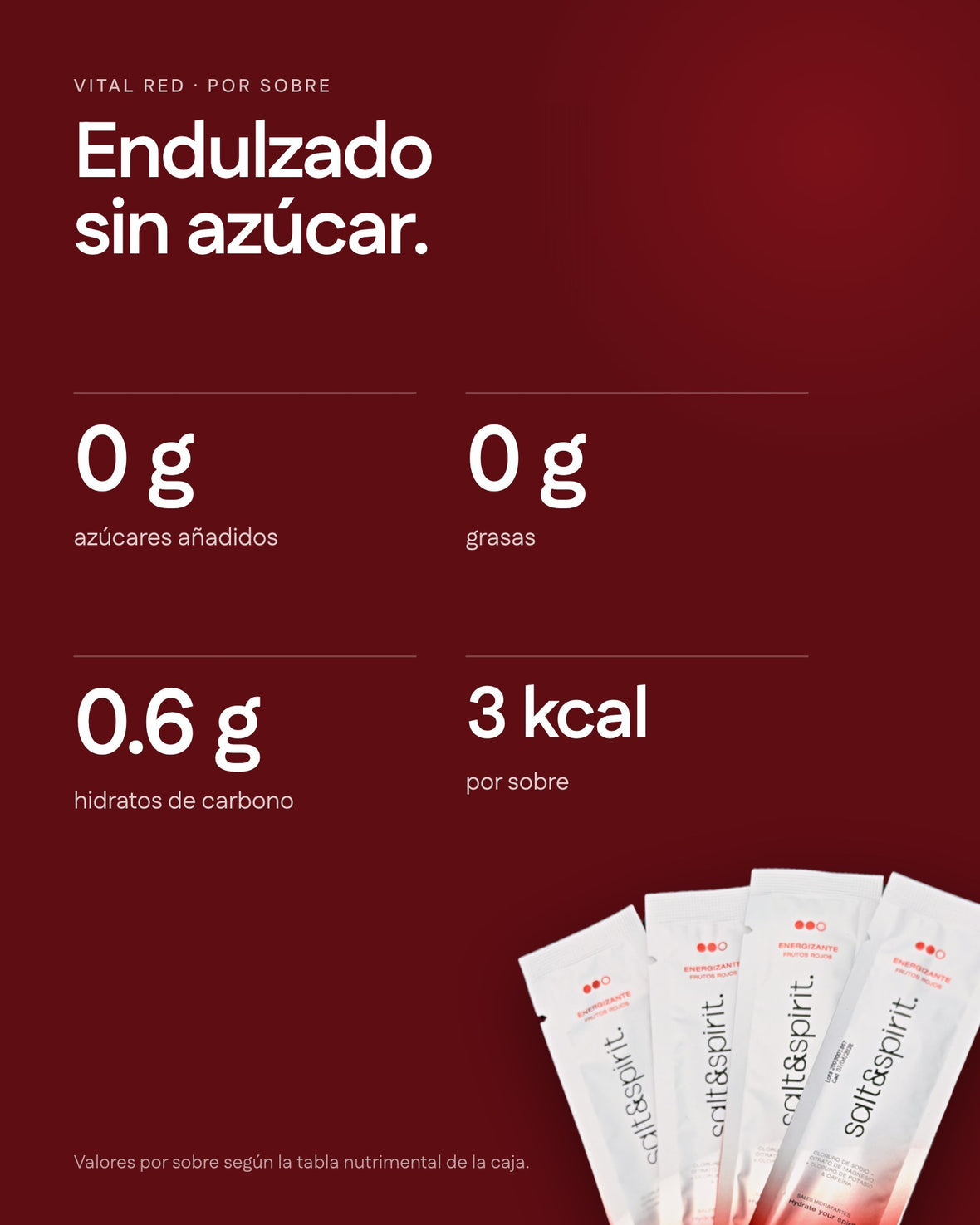 Vital Red — endulzado sin azúcar, valores por sobre